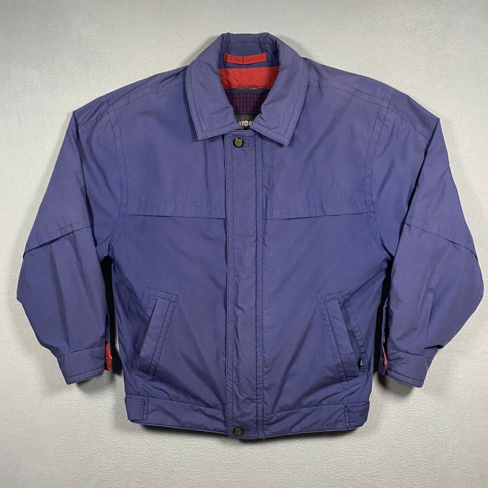 Vintage London Fog Bomber Jacket Mens Medium Blue Thinsulate Zip Out Liner